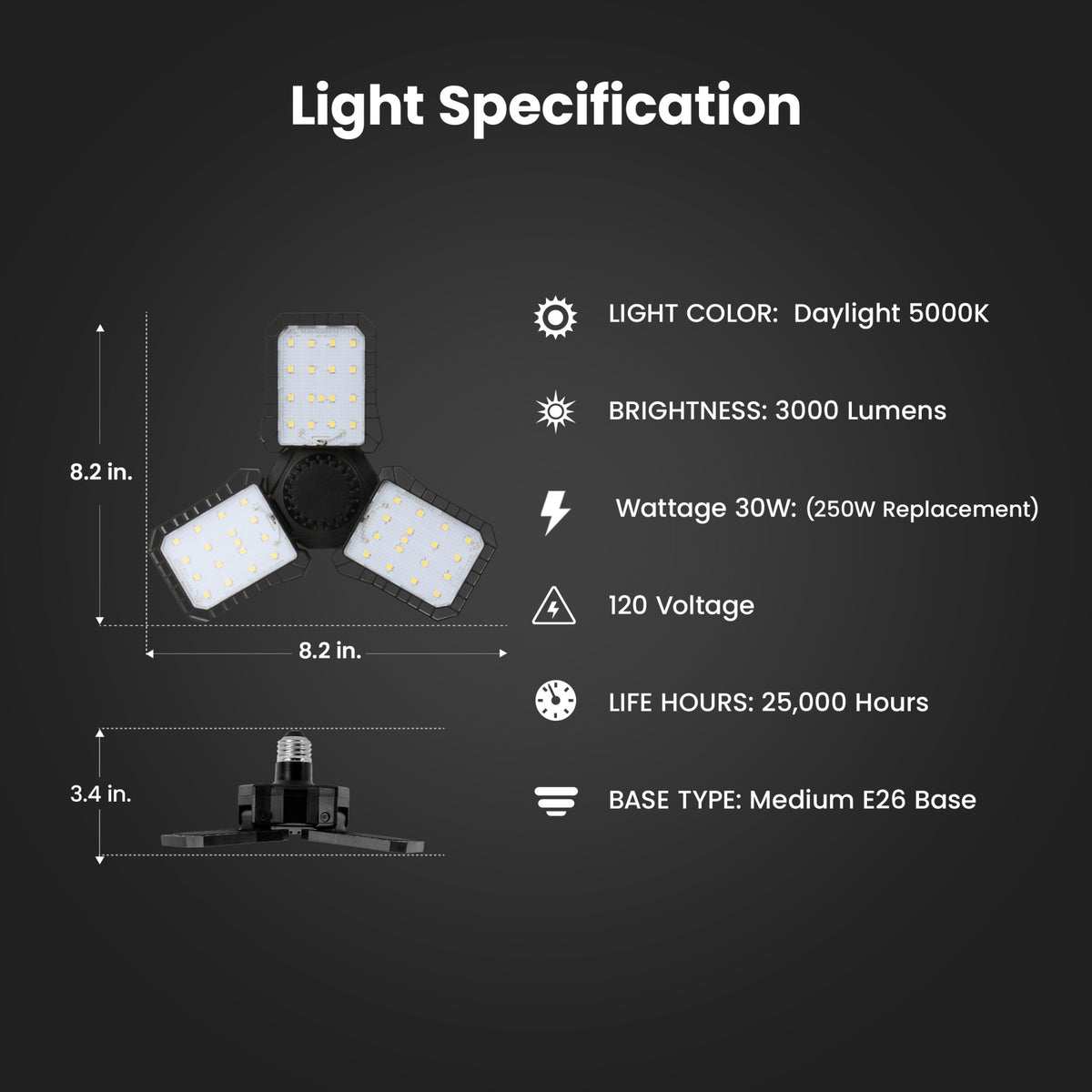3000 Lumen Adjustable Panel Garage Light
