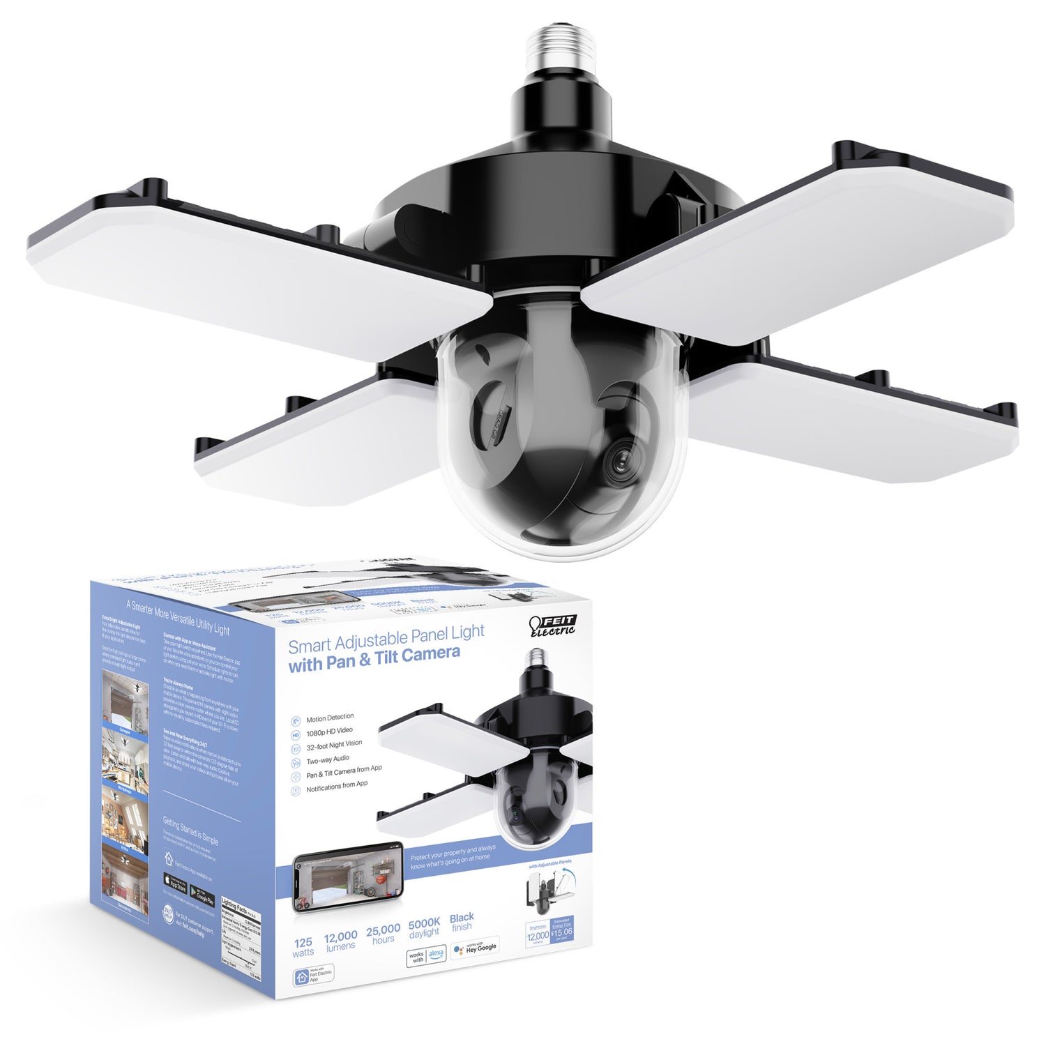 Smart Adjustable Pan Light with Camera