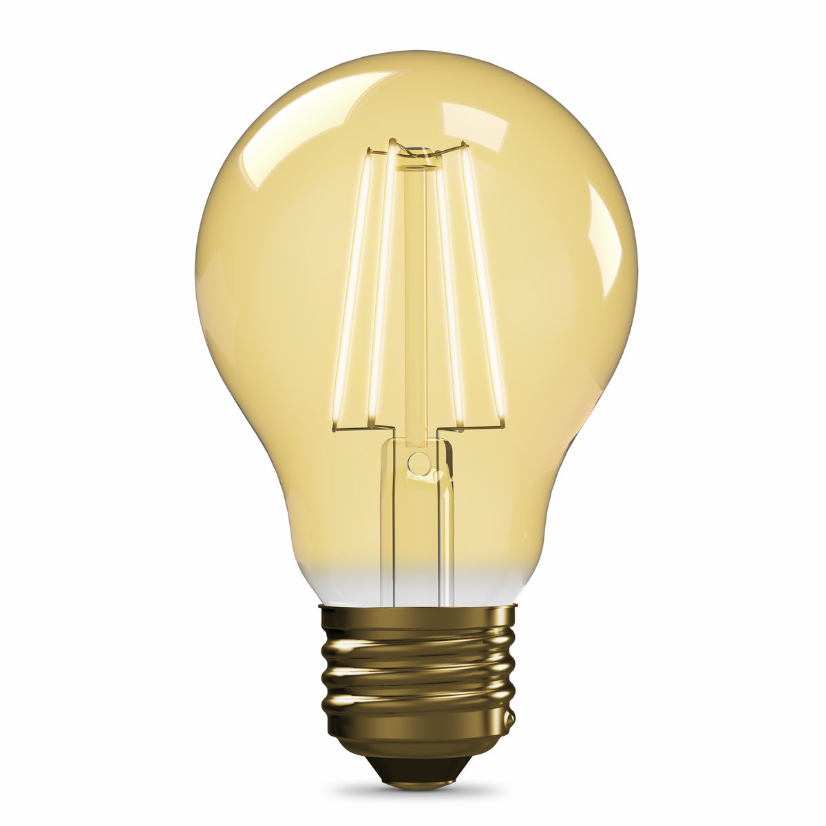 4W (60W Replacement) AT19 E26 Dimmable Straight Filament Amber Glass Vintage Edison LED Light Bulb, Soft White