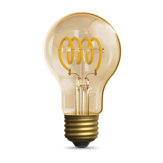 5.5W (40W Replacement) Amber AT19 E26 Dimmable Vintage Spiral Filament LED Bulb, Warm Light