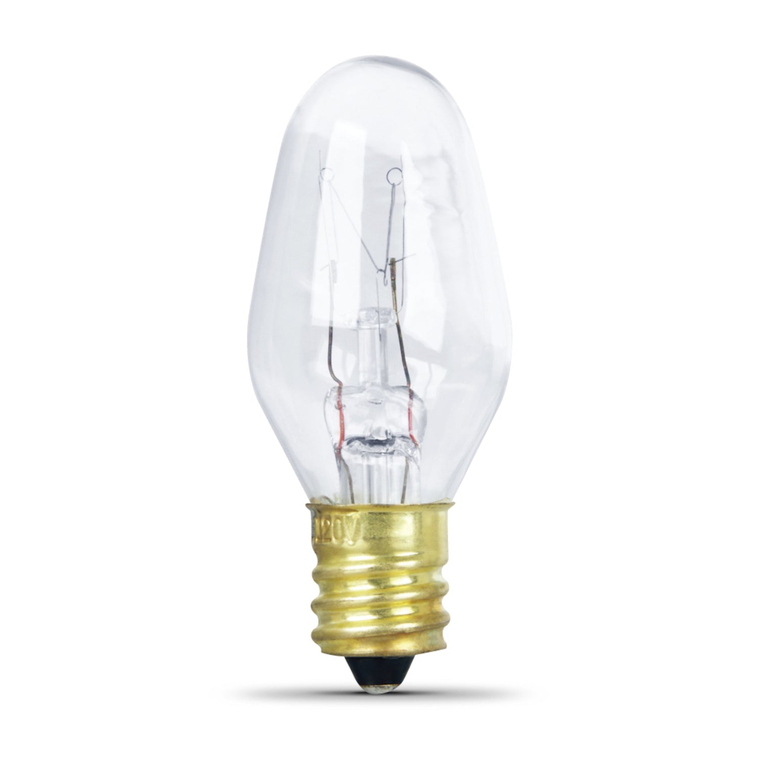 10W Soft White (2700K) C7 Shape Candelabra E12 Base Clear Dimmable Incandescent Appliance Light Bulb (2-Pack)