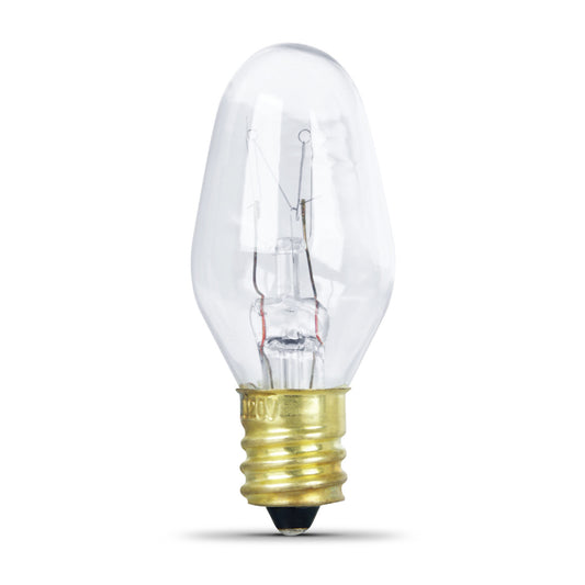 10W Soft White (2700K) C7 Shape Candelabra E12 Base Clear Dimmable Incandescent Appliance Light Bulb (2-Pack)