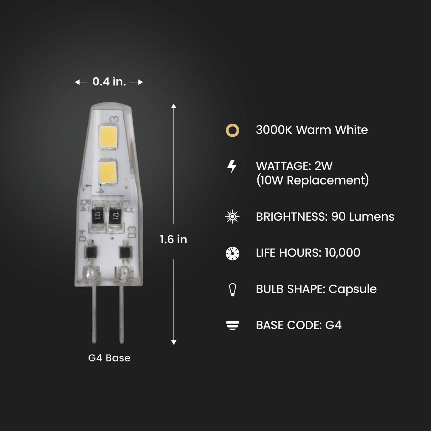 10W Replacement Dimmable G4 Base Capsule Specialty LED
