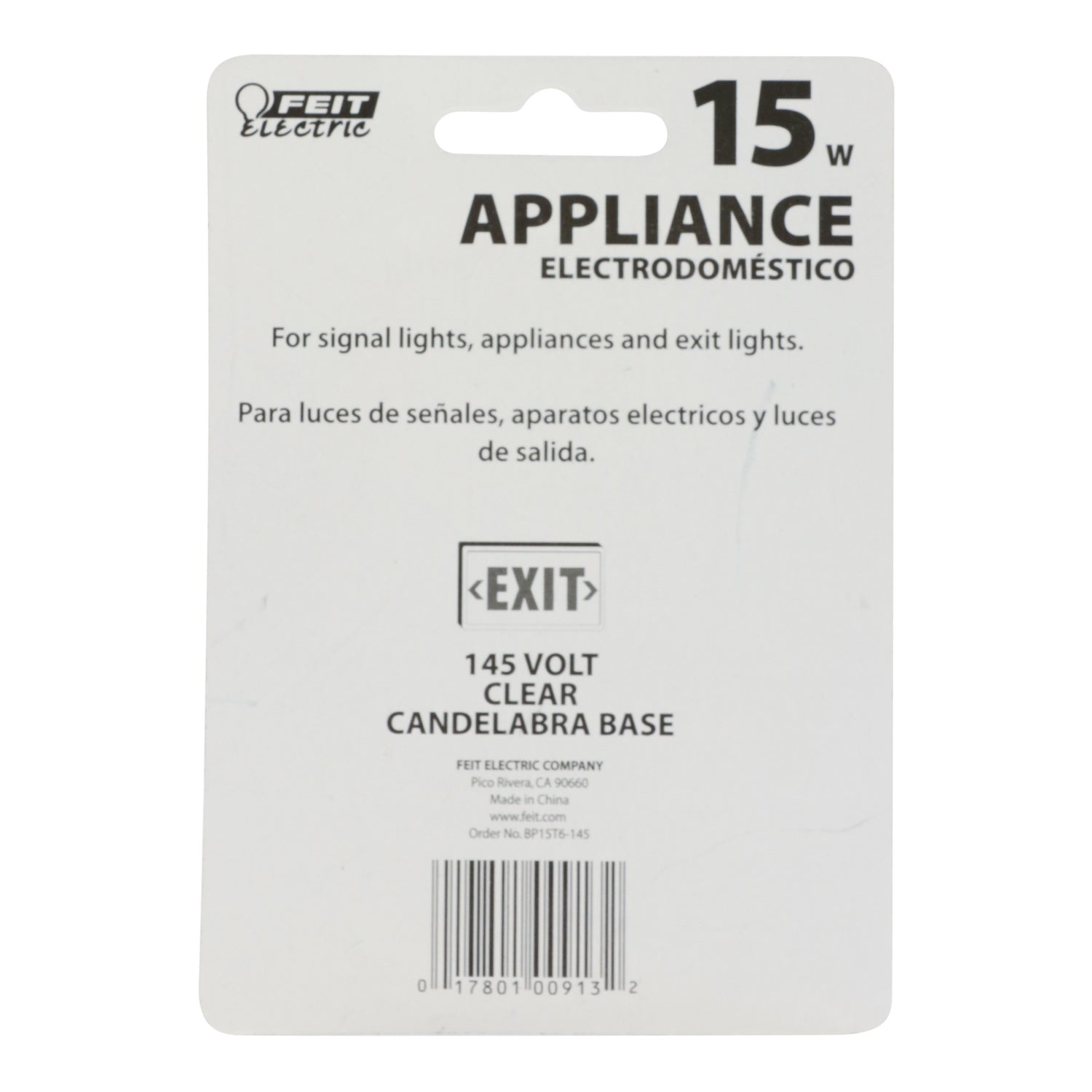 15W Soft Shite (2700K) E12 Base T6 145-Volt Appliance Incandescent Light Bulb