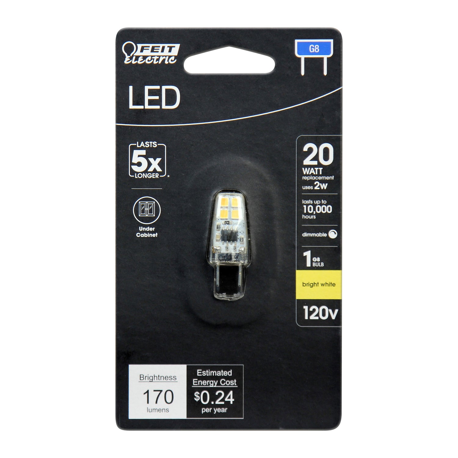 2W (20W Replacement) Bright White (3000K) Dimmable G8 Base T4 Capsule Specialty LED