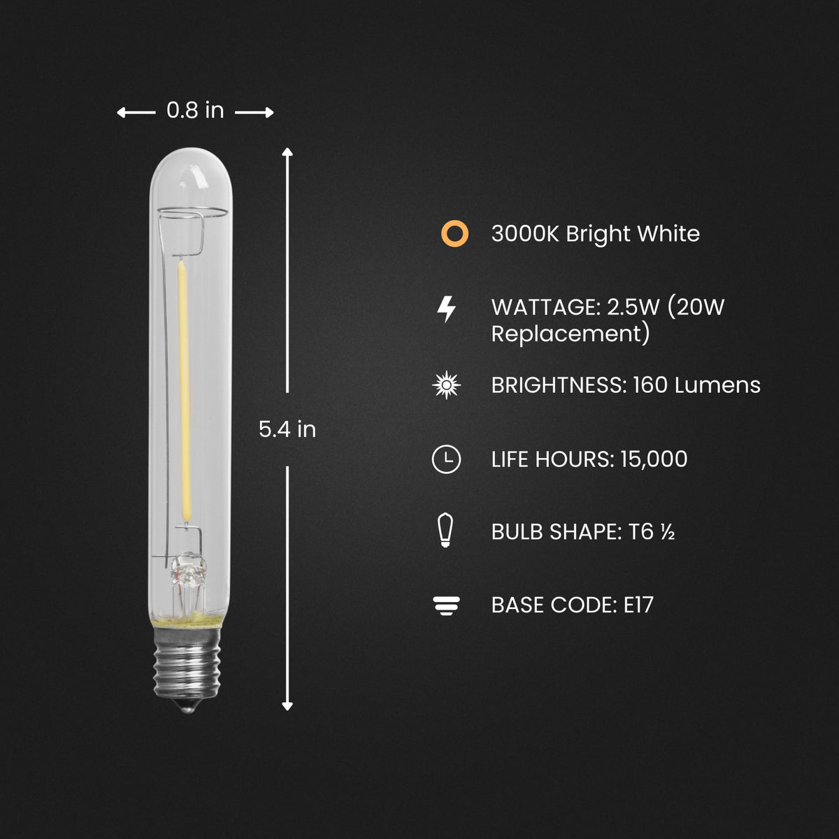 20W Replacement Bright White T 6 1/2 Intermediate E17 Base Appliance LED