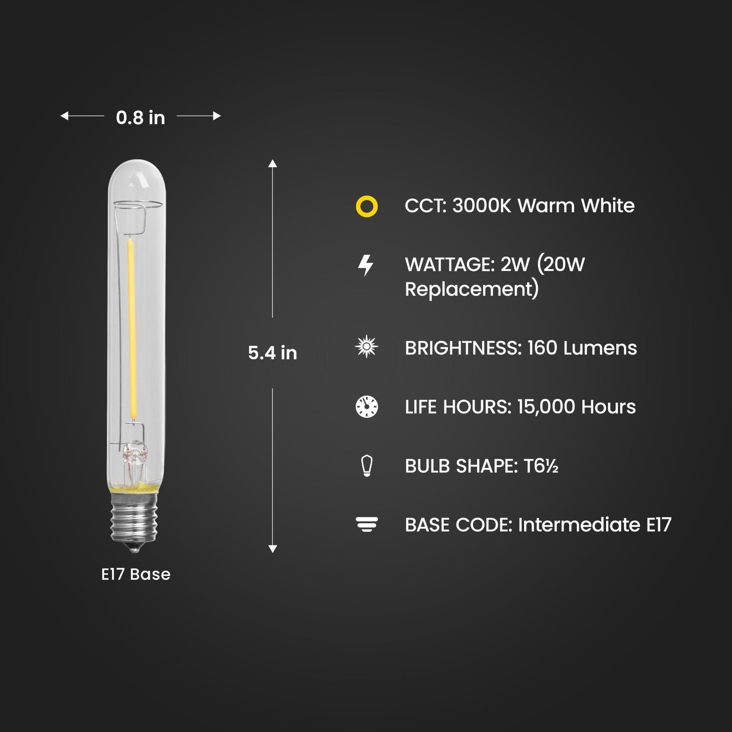20W Replacement E17 Base T6 1/2 Specialty LED