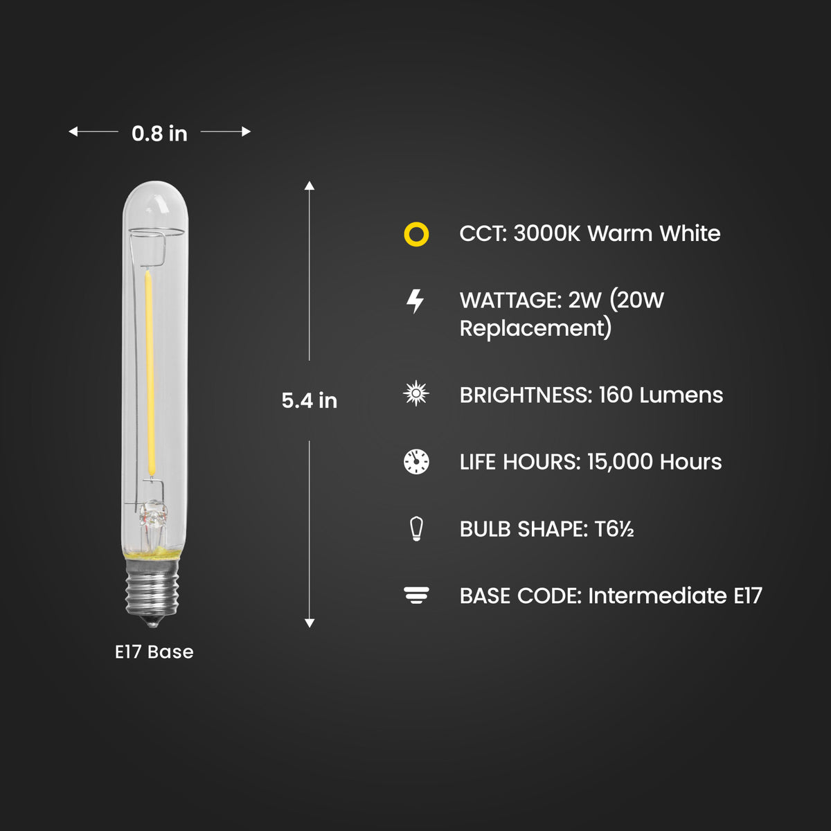 20W Replacement E17 Base T6 1/2 Specialty LED