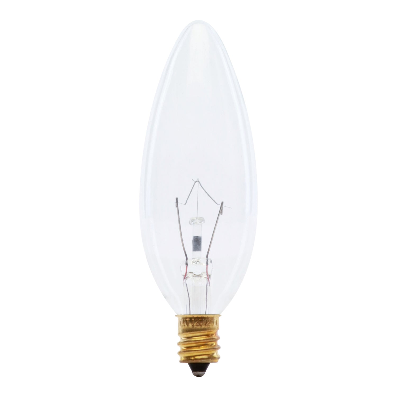 25W Soft White (2700K) E12 Base B10 Clear Torpedo Tip Dimmable Incandescent Light Bulb (2-Pack) - Feit Electric
