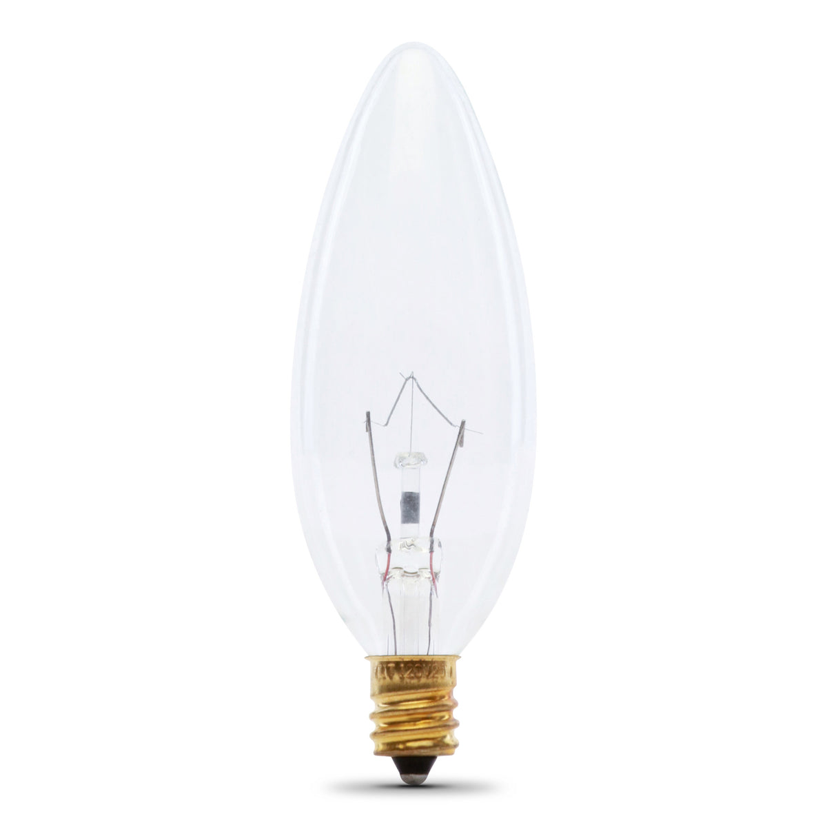 25W Soft White (2700K) E12 Base B10 Dimmable Clear Incandescent Straight Tip Chandelier Light Bulb (4-Pack)