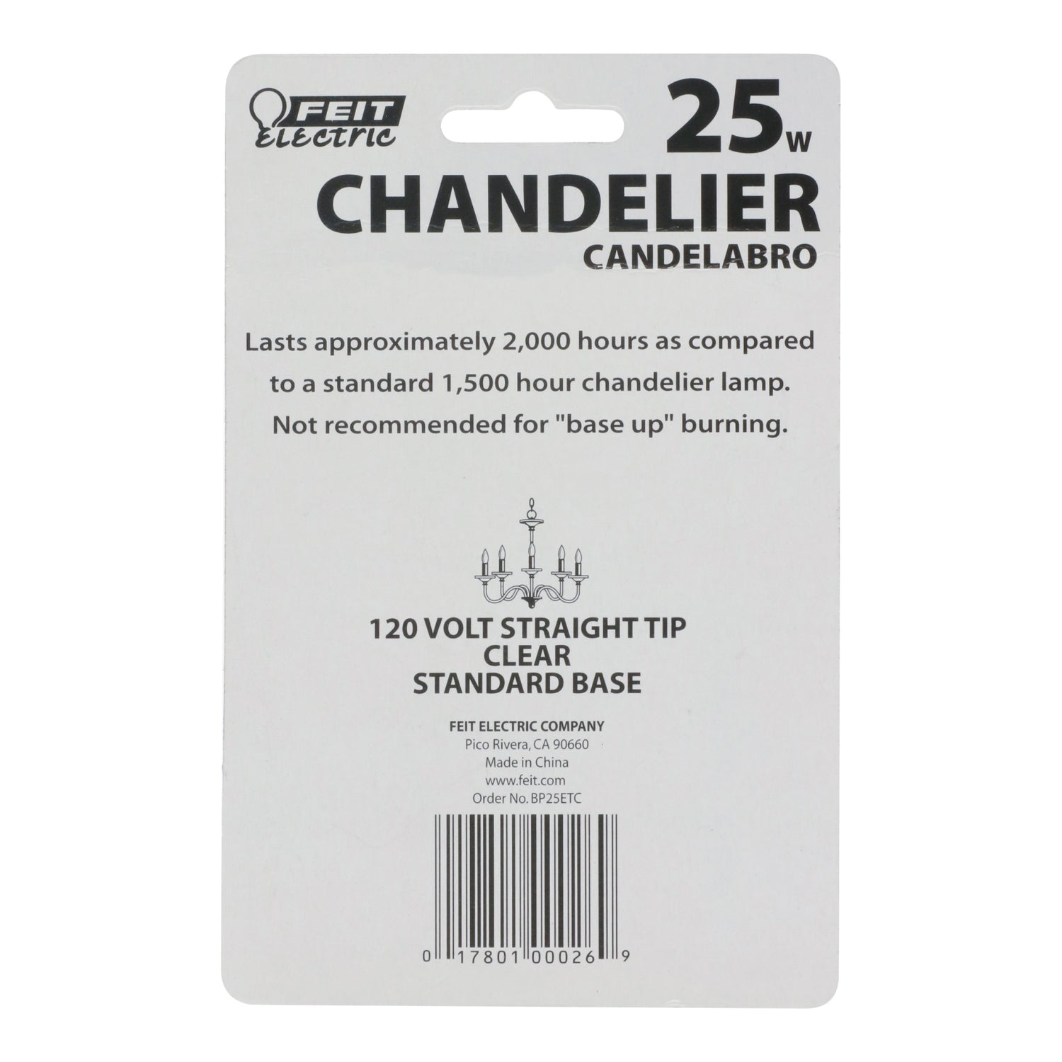 25W Medium Base Clear Torpedo Tip Incandescent