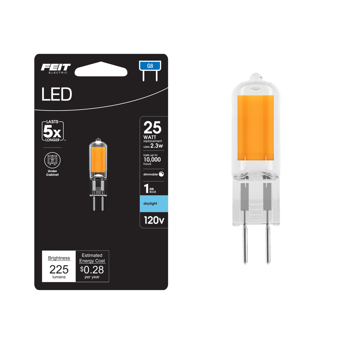 2.3 W (25W Equivalent) G8 Bi-Pin (T4 Replacement) Dimmable LED Light Bulb