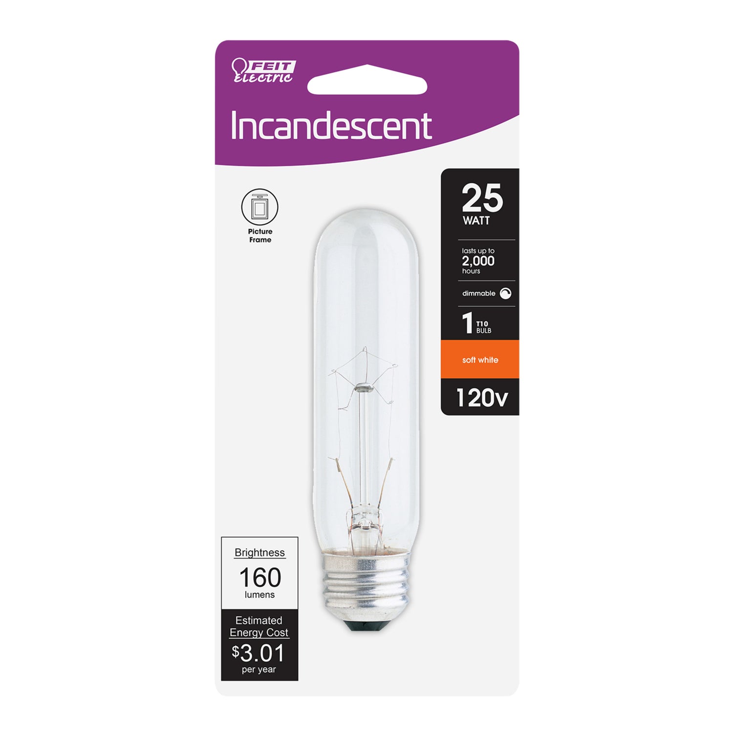 25W 120-volt Soft White (2700K) Specialty T10 E26 Base Clear Incandescent Light Bulb