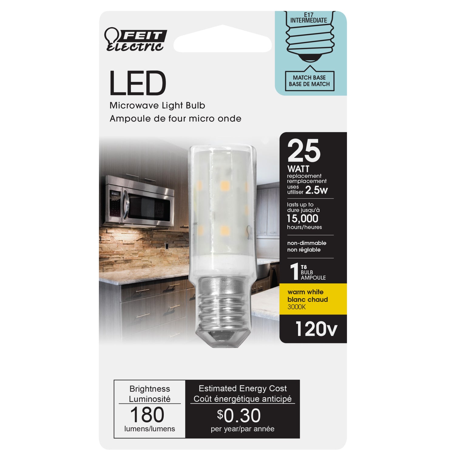 25W Replacement E17 Base T8 Specialty LED
