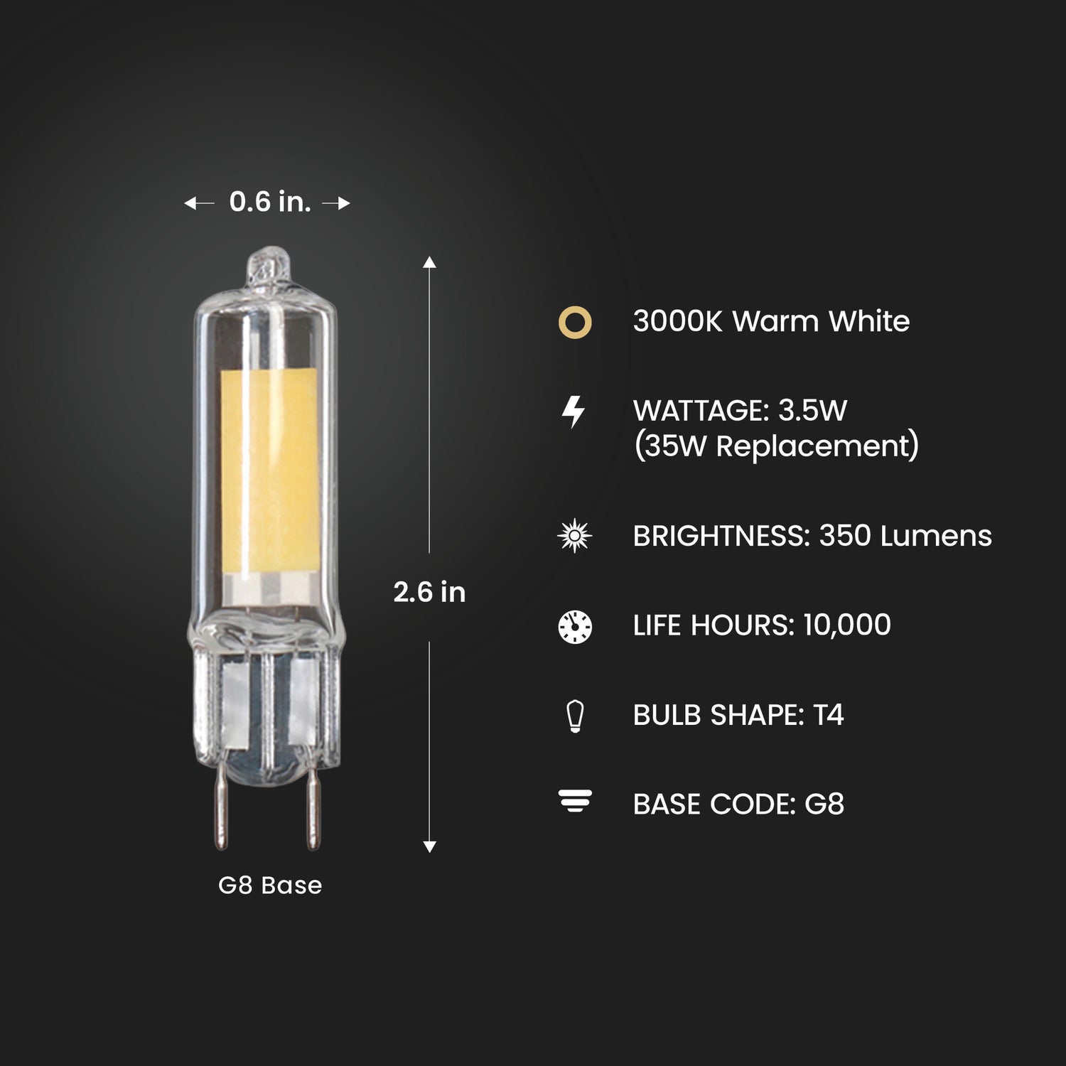 35W Replacement Dimmable G8 Base T4 Specialty LED