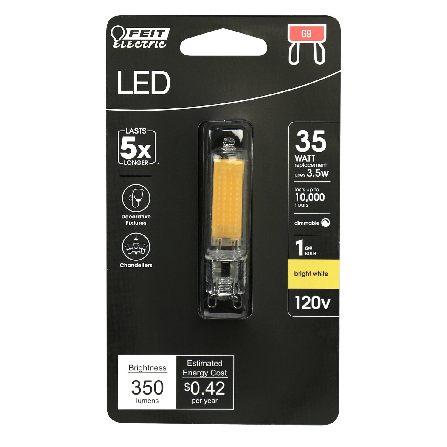 3.5W (35W Replacement) Bright White (3000K) G9 Base T4 Dimmable Specialty LED Bulb