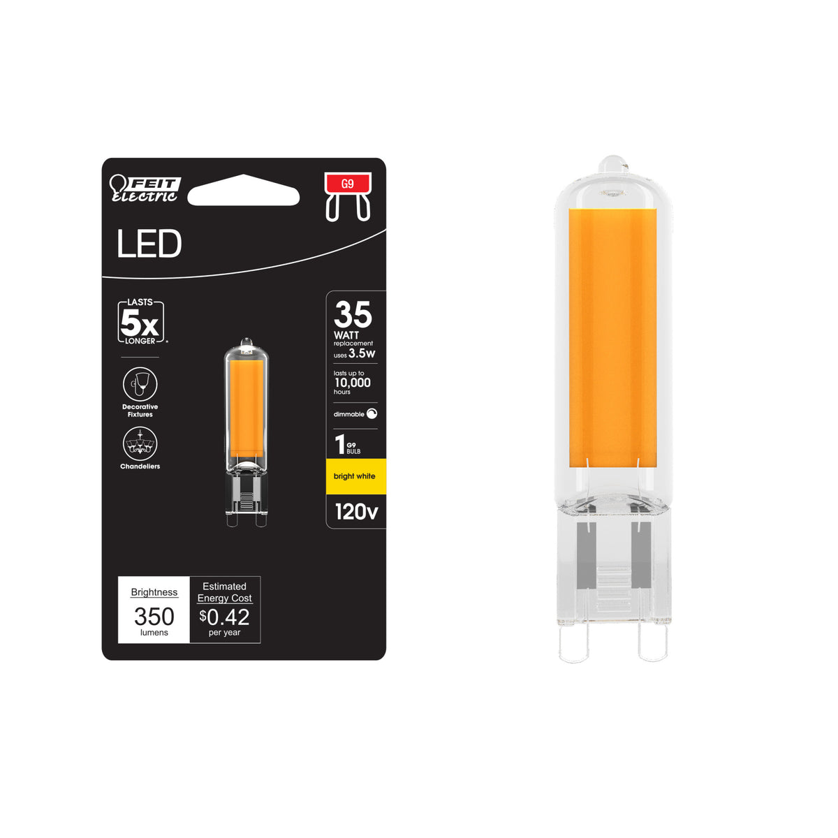3.5W (35W Replacement) Bright White (3000K) G9 Base T4 Dimmable Specialty LED Bulb