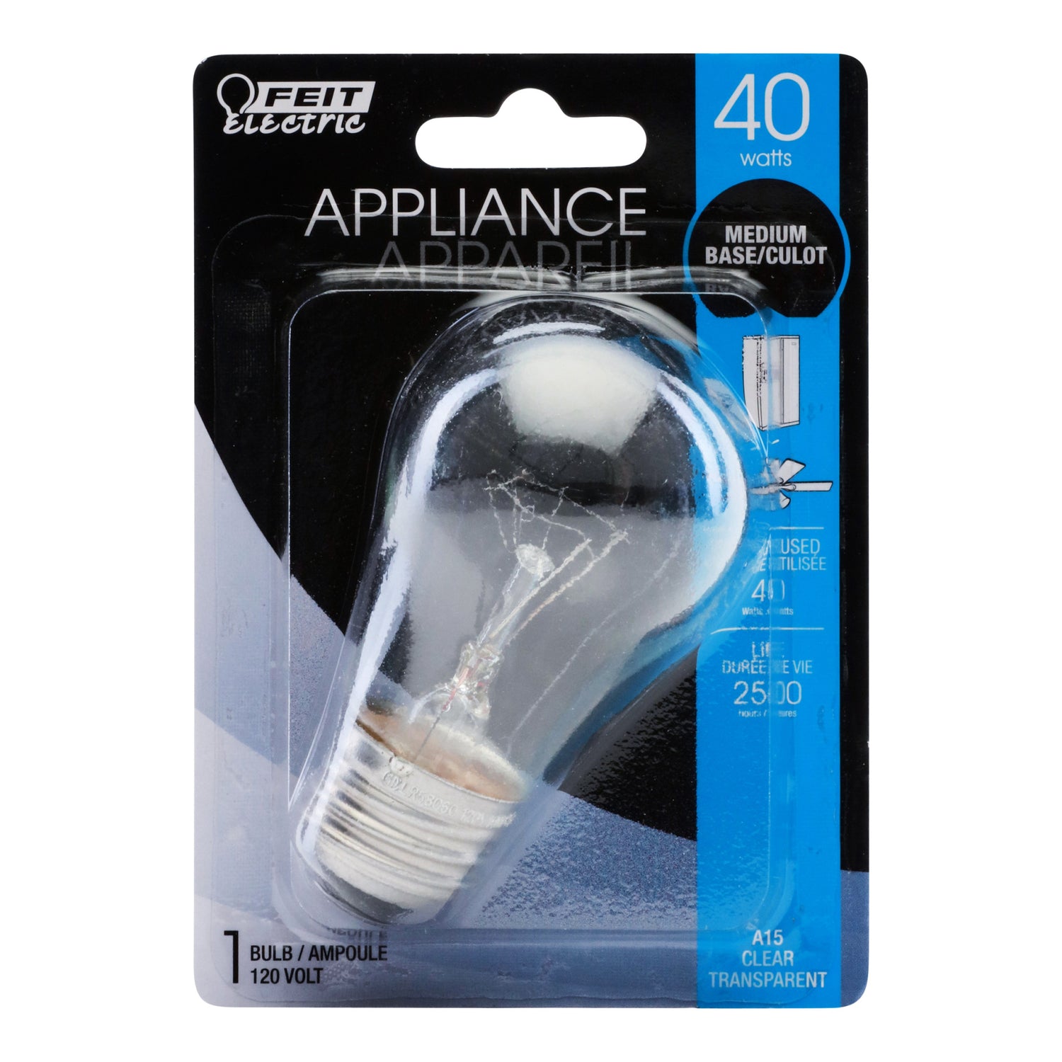 40W Soft White (2700K) E26 Base A15 Clear Dimmable Incandescent Light Bulb