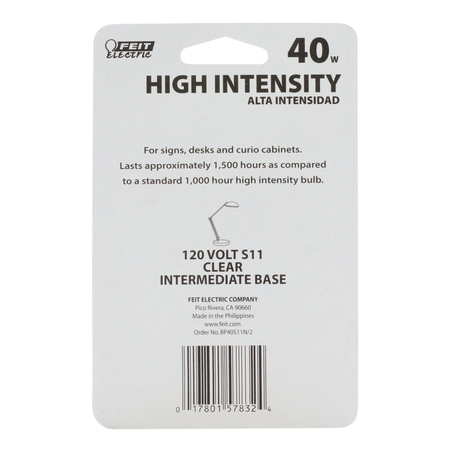 40W Soft White (2700K) Globe Shape S11 E17 Base High Intensity Incandescent Light Bulb (2-Pack)