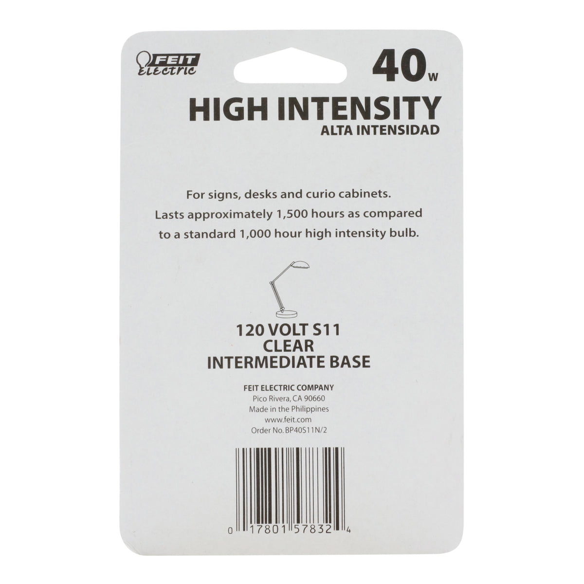 40W Soft White (2700K) Globe Shape S11 E17 Base High Intensity Incandescent Light Bulb (2-Pack)