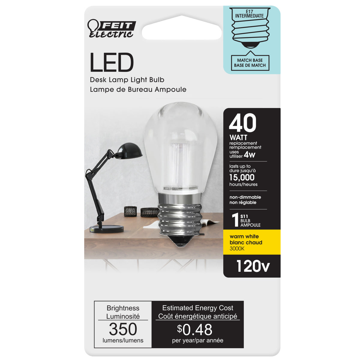 40-Watt Equivalent E17 Base S11 Specialty LED