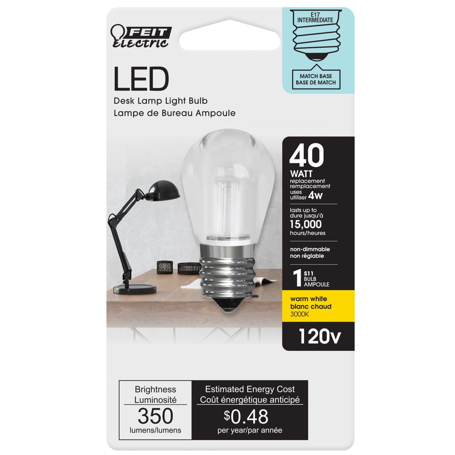 40-Watt Equivalent E17 Base S11 Specialty LED