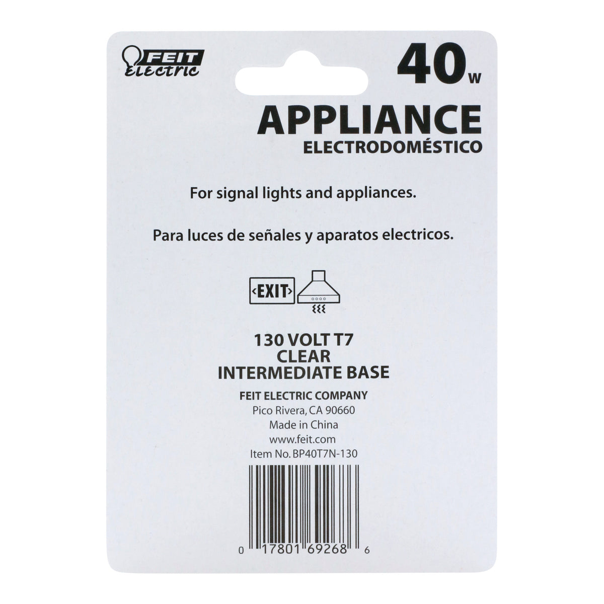 40W Soft White (2700K) Clear T7 (E17 Base) Dimmable Incandescent Sign and Appliance Light Bulb