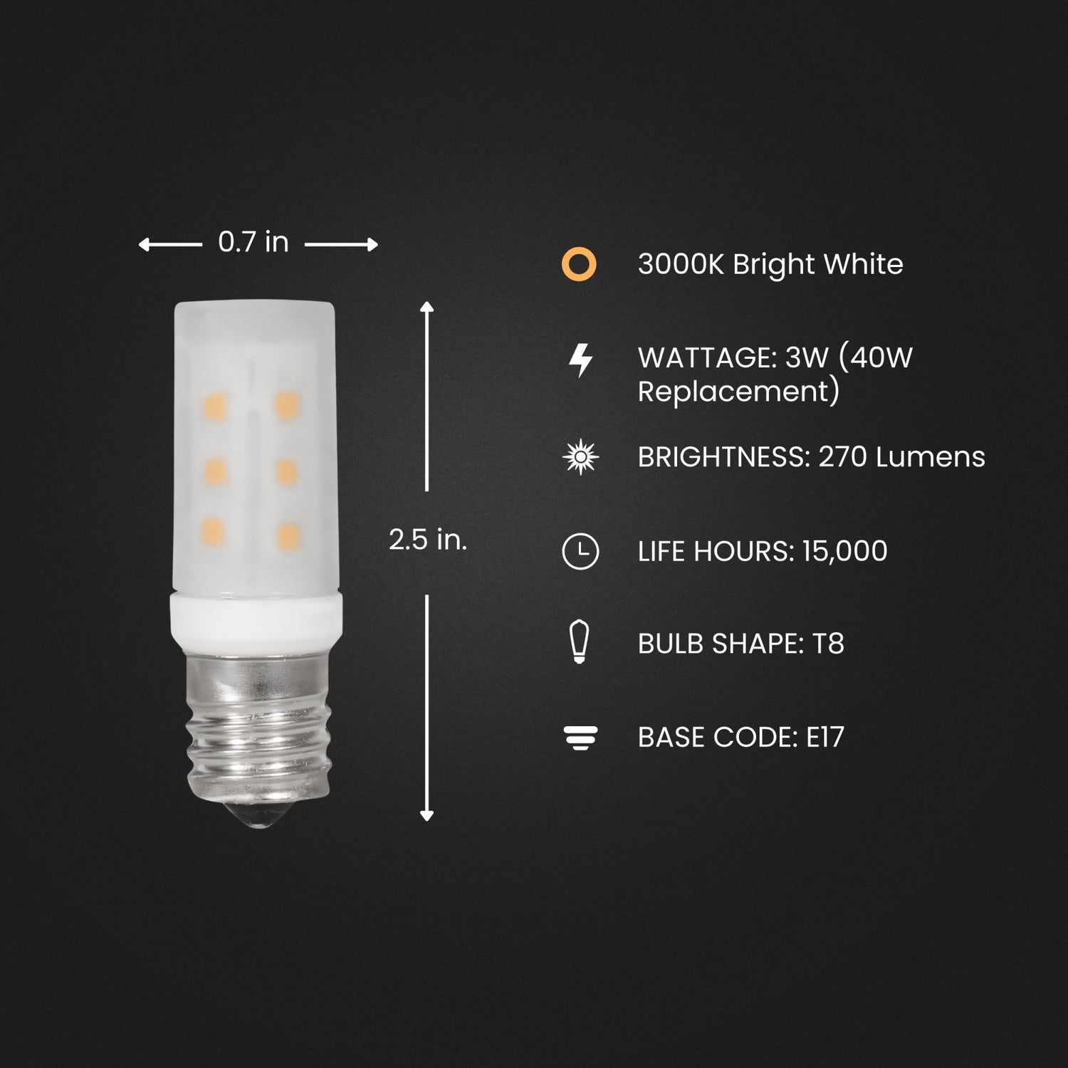 40W Replacement T8 Intermediate E17 Base Appliance LED