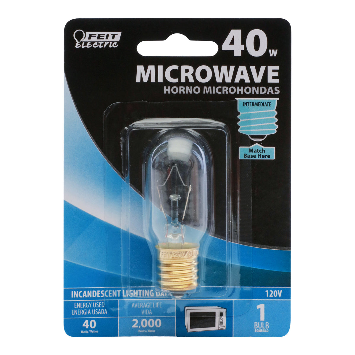 40W Soft White (2700K) Clear E17 Base T8 Incandescent Dimmable Microwave Light Bulb