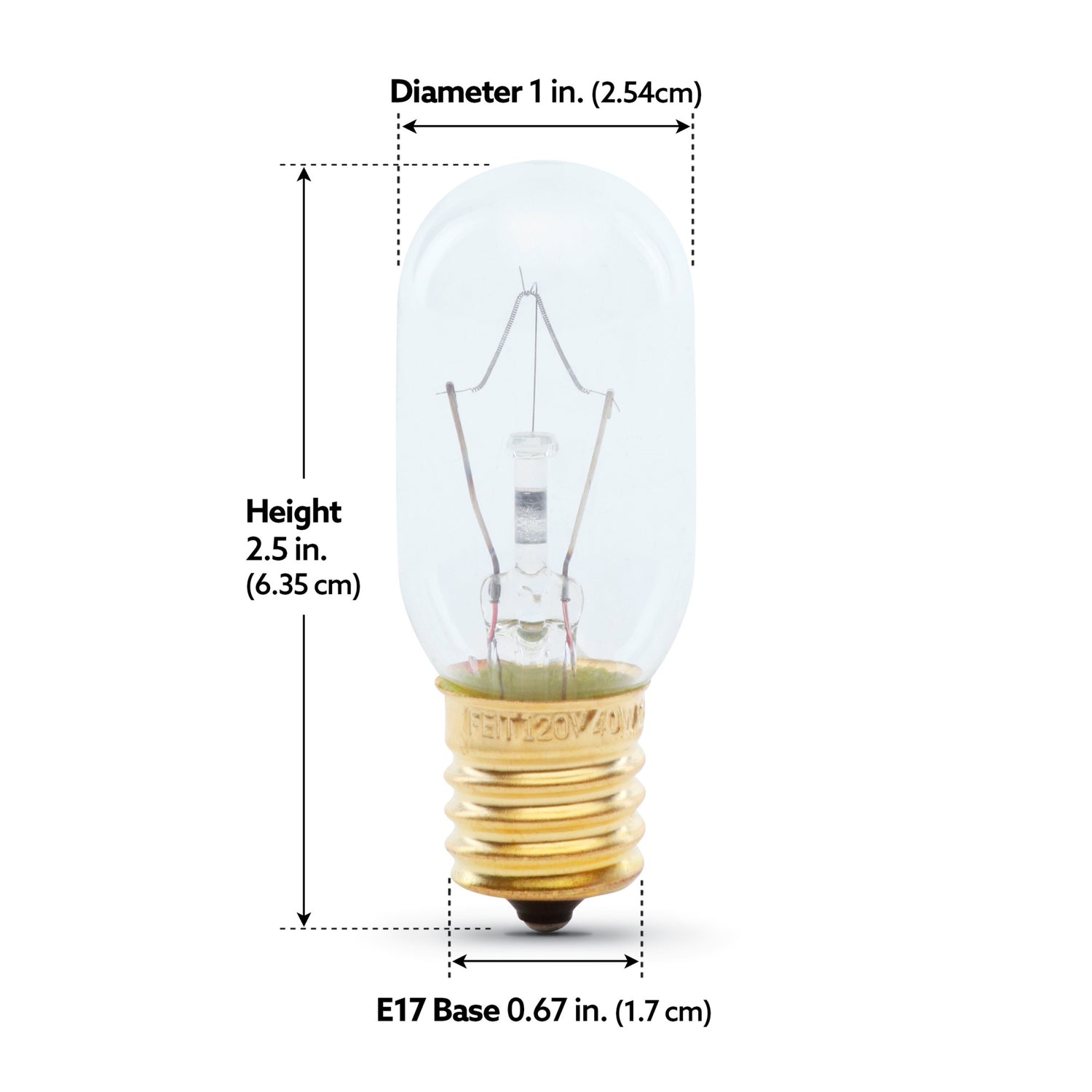 40W Soft White (2700K) Clear E17 Base T8 Incandescent Dimmable Microwave Light Bulb