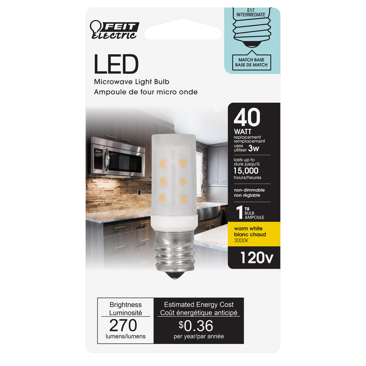 40W Replacement E17 Base T8 Specialty LED
