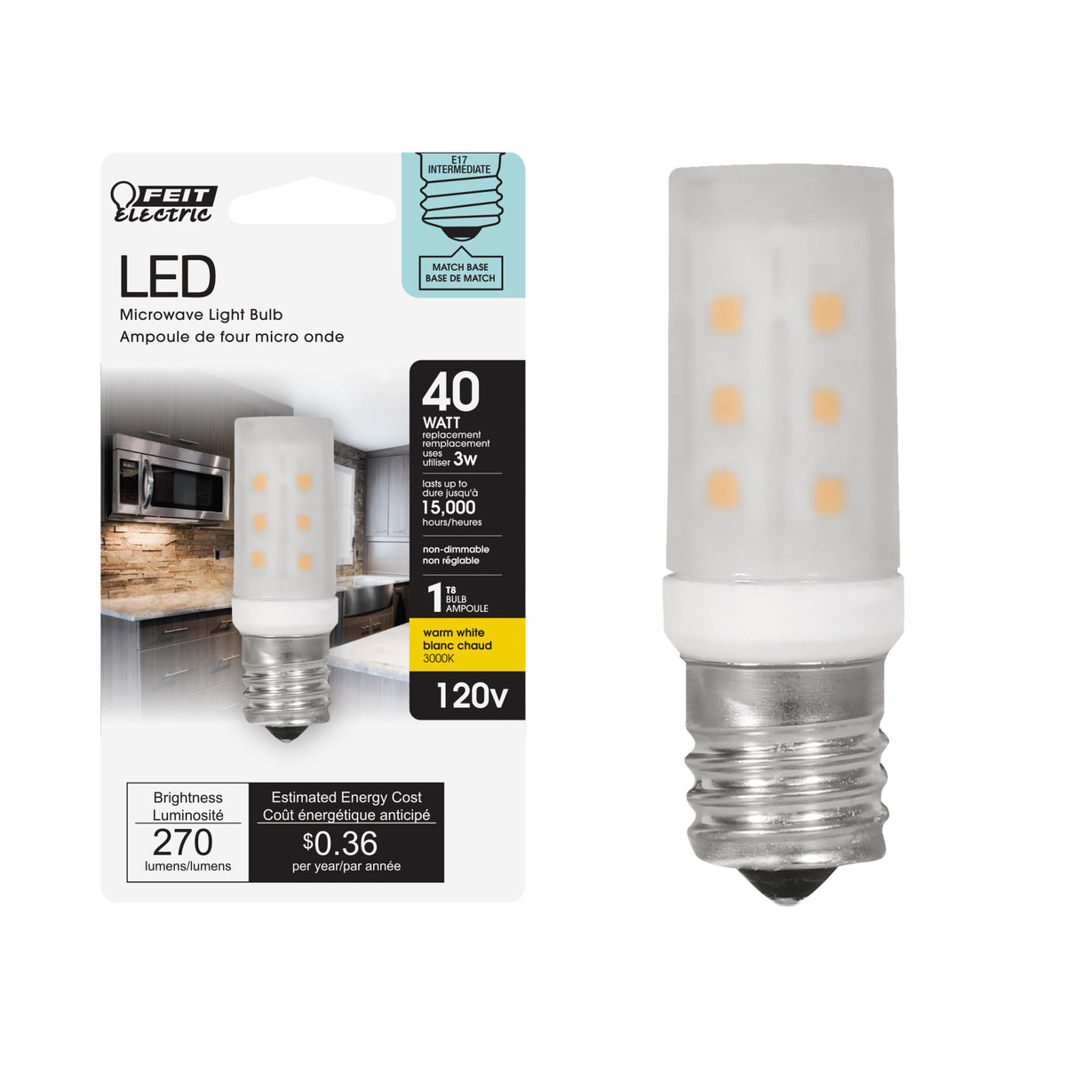 40W Replacement E17 Base T8 Specialty LED
