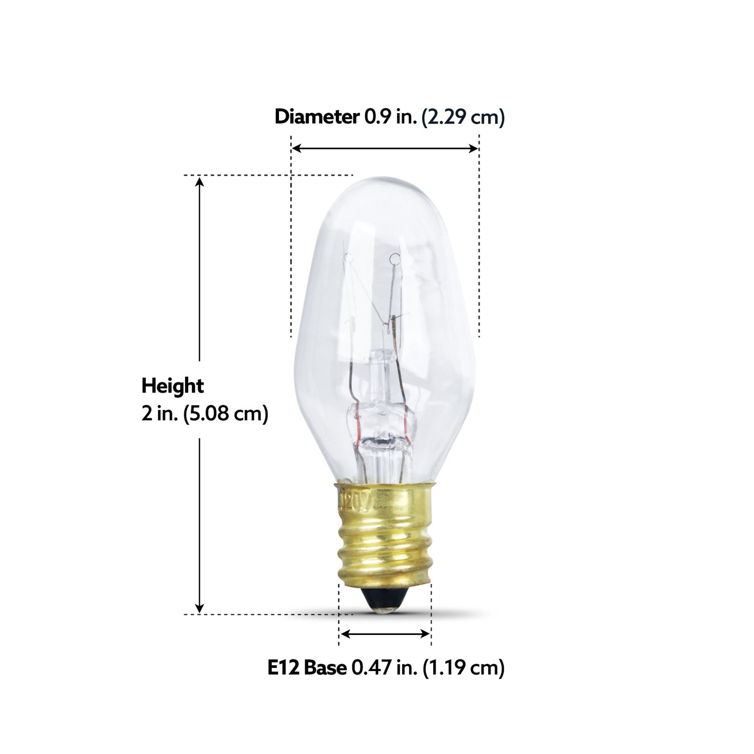 4W Soft White (2700K) C7 Shape Candelabra E12 Base Clear Dimmable Incandescent Night Light Bulb (4-Pack)