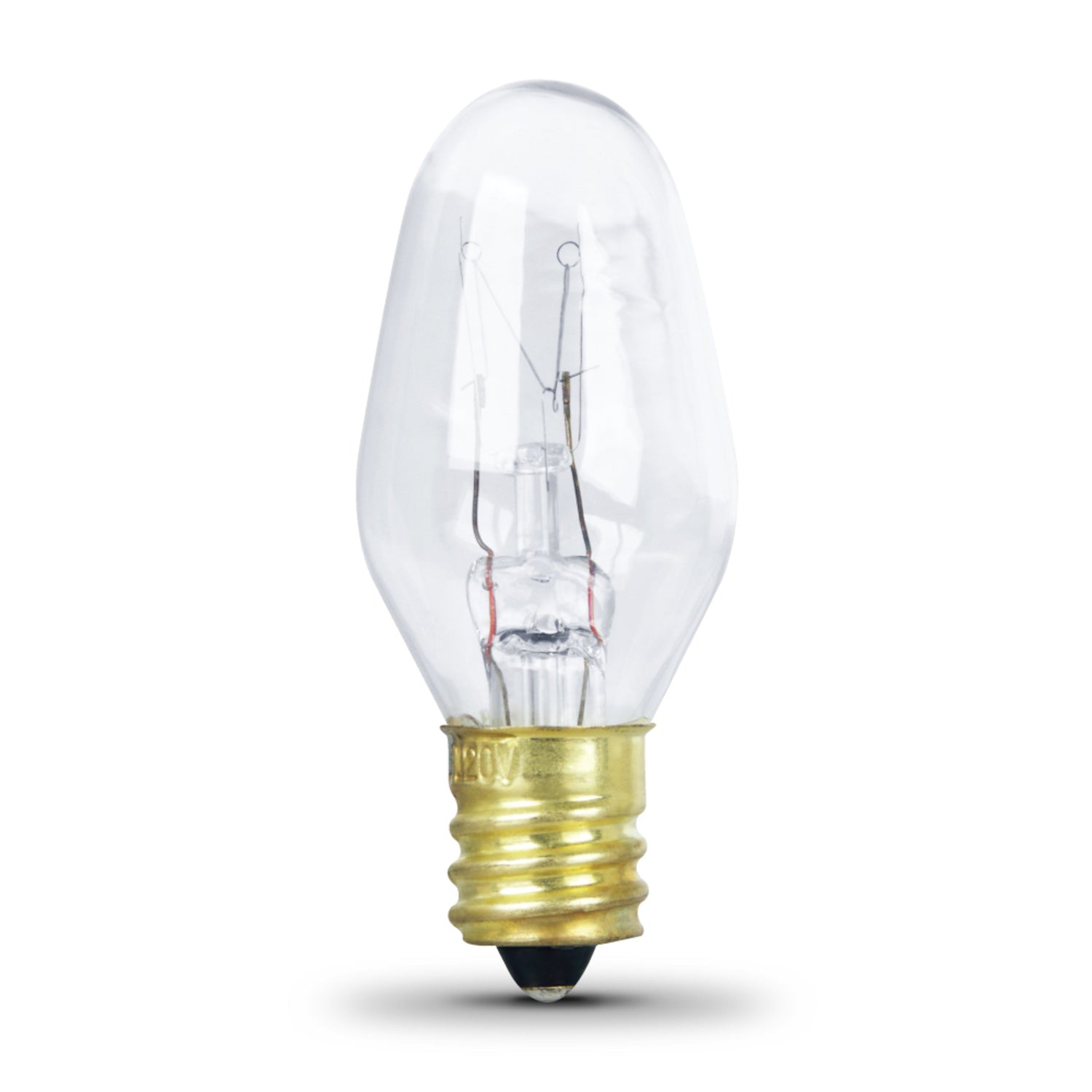 4W Soft White (2700K) C7 Shape Candelabra E12 Base Clear Dimmable Incandescent Night Light Bulb (4-Pack)