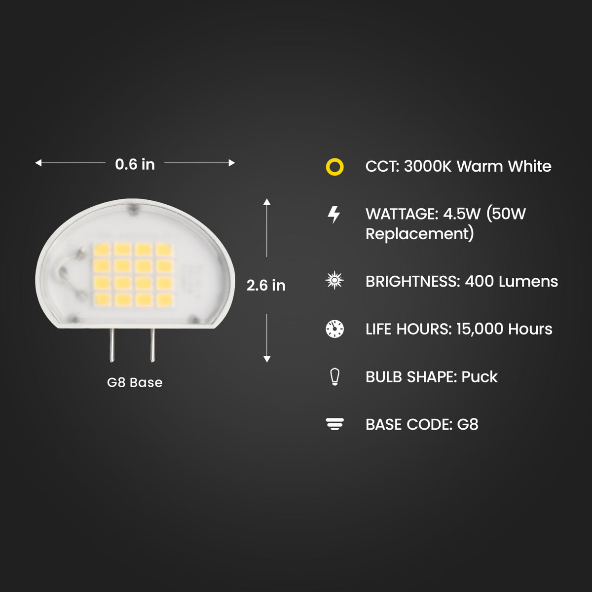 50W Replacement Dimmable G8 Base Puck Specialty LED