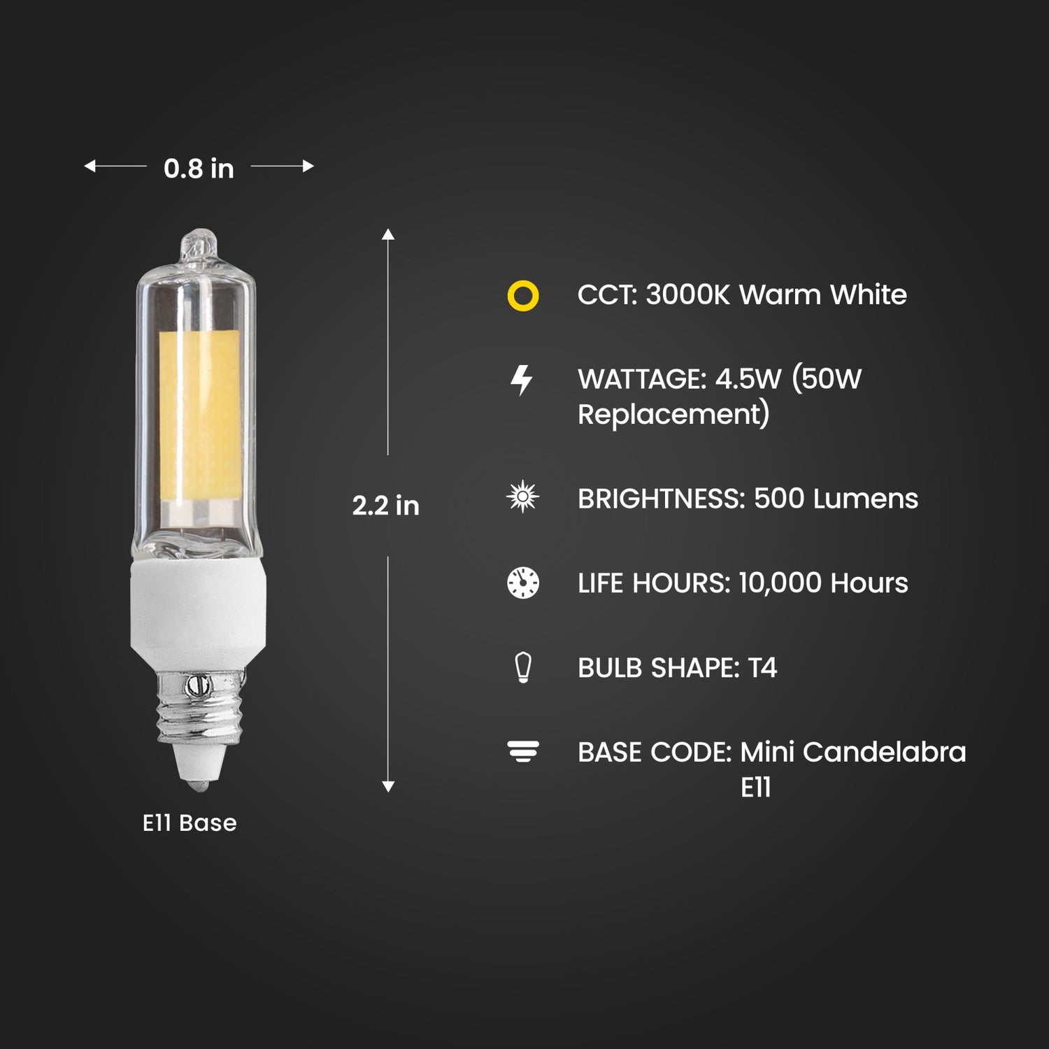 50W Replacement Dimmable E11 Base T4 Specialty LED