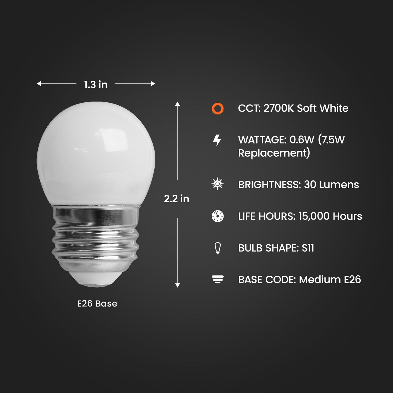 7.5W Replacement E26 Base S11 Frost Finish Specialty LED