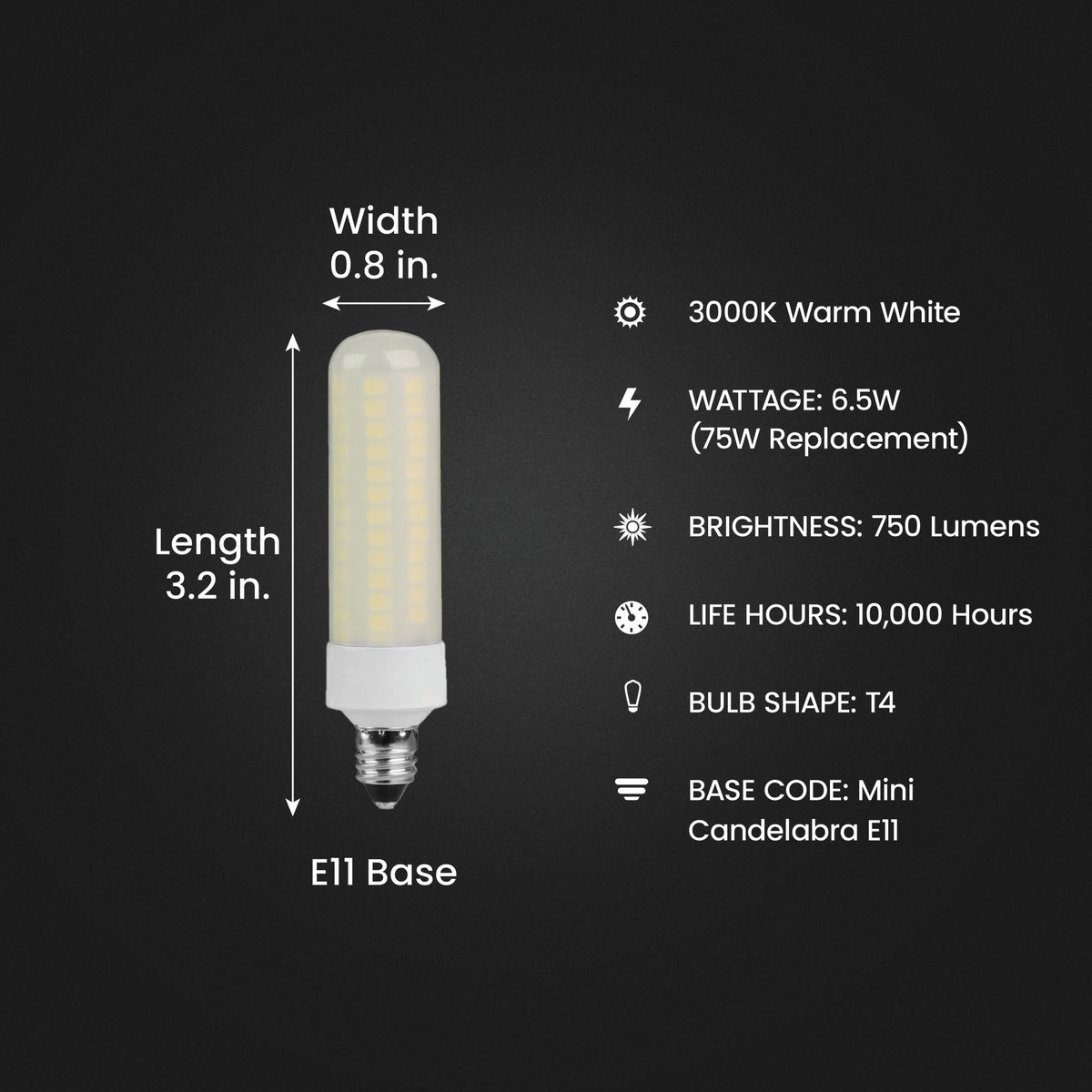 75W Replacement Dimmable E11 Base T4 Specialty LED