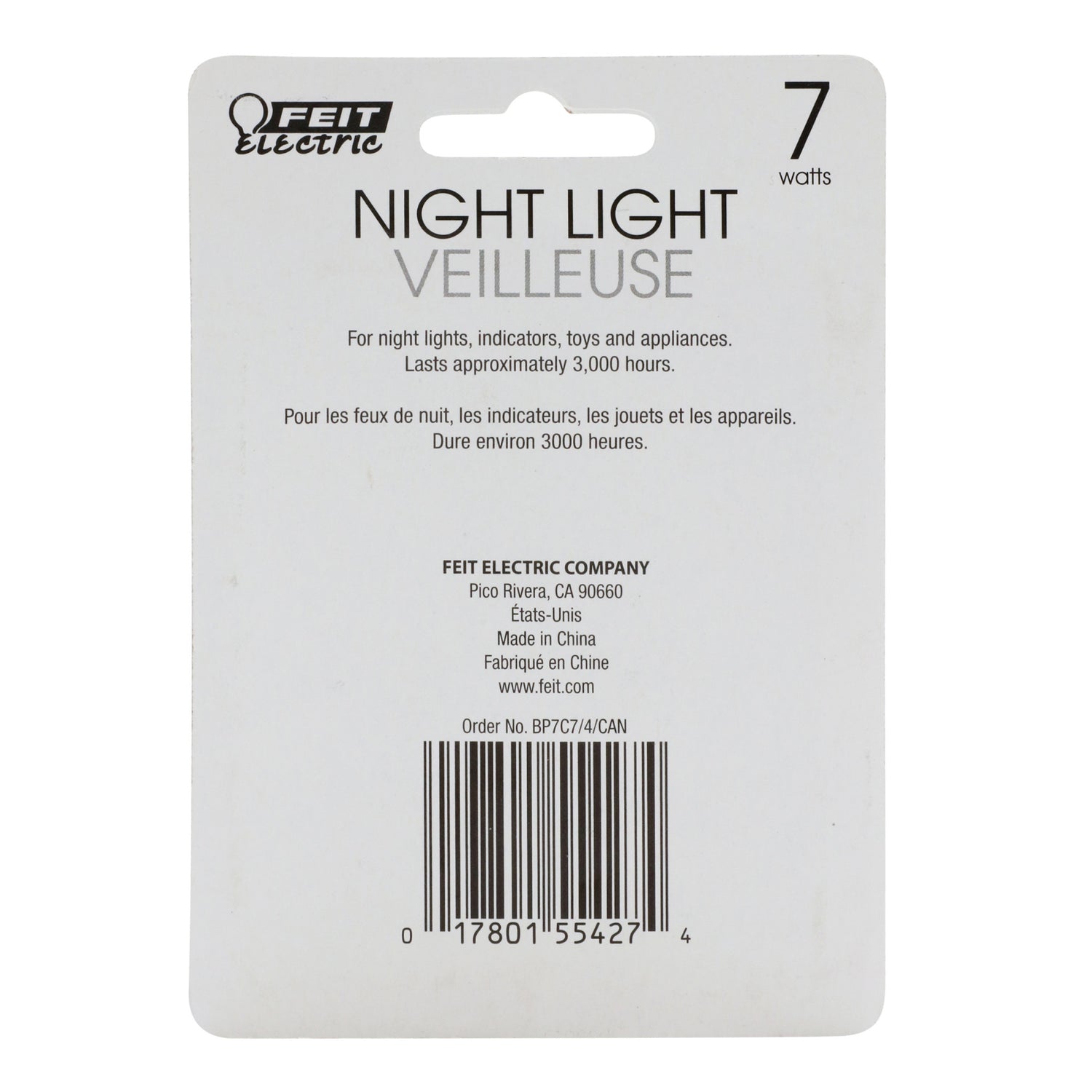 7W Soft White (2700K) C7 (E12 Base) Dimmable Clear Incandescent Night Light Replacement Bulb (4-Pack)