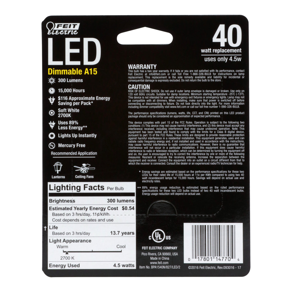 40W Replacement A15 Intermediate Base Dimmable Soft White Glass Filament (2-Pack)
