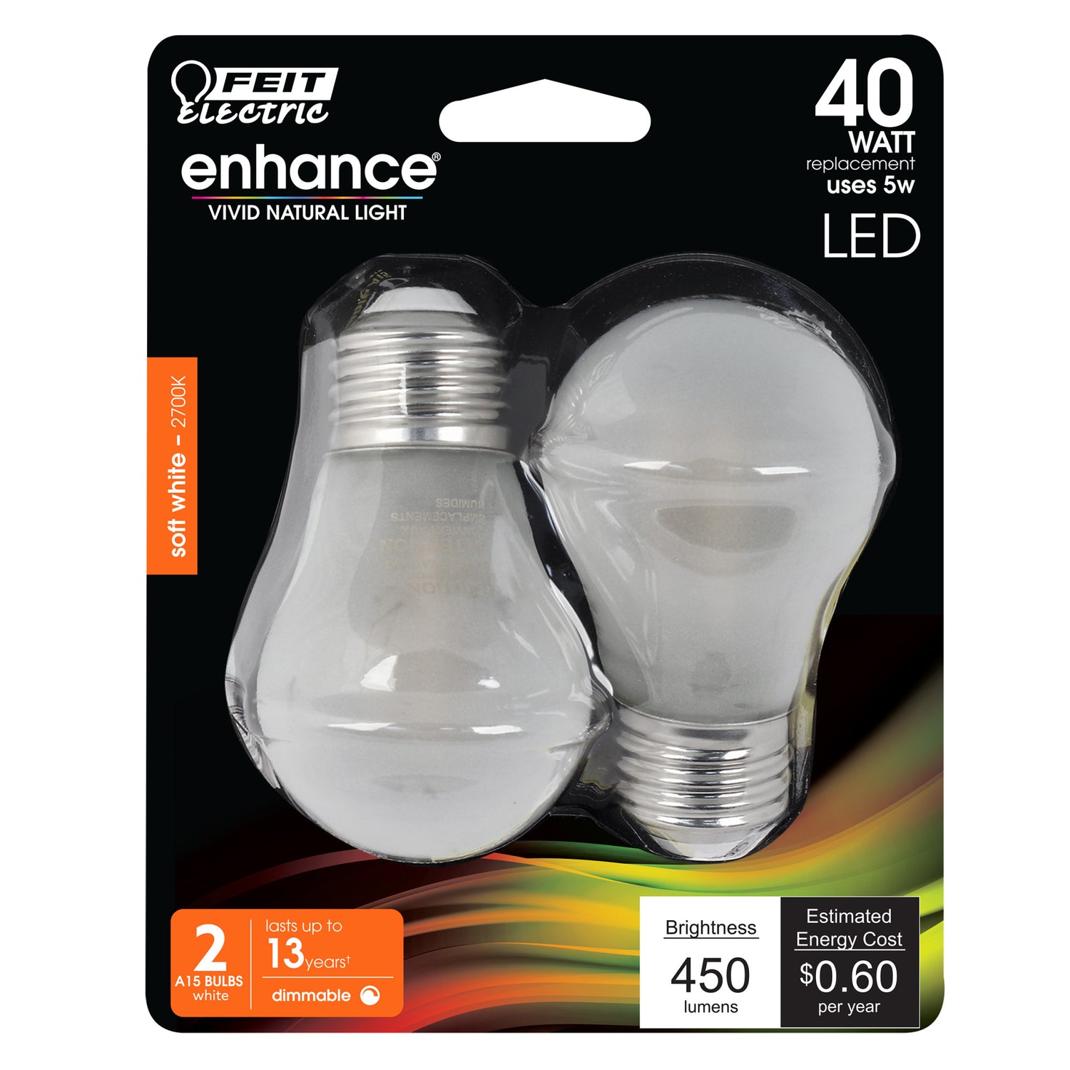 40W Replacement A15 Dimmable Soft White Frost Filament (2-Pack)