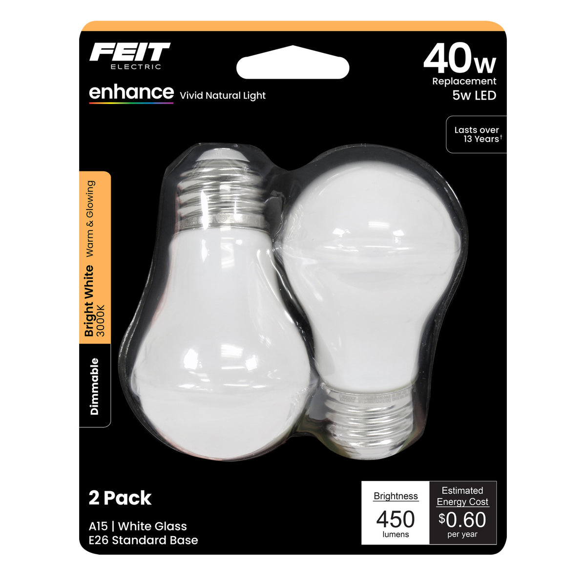 40W Replacement A15 Bright White Frost Filament LED