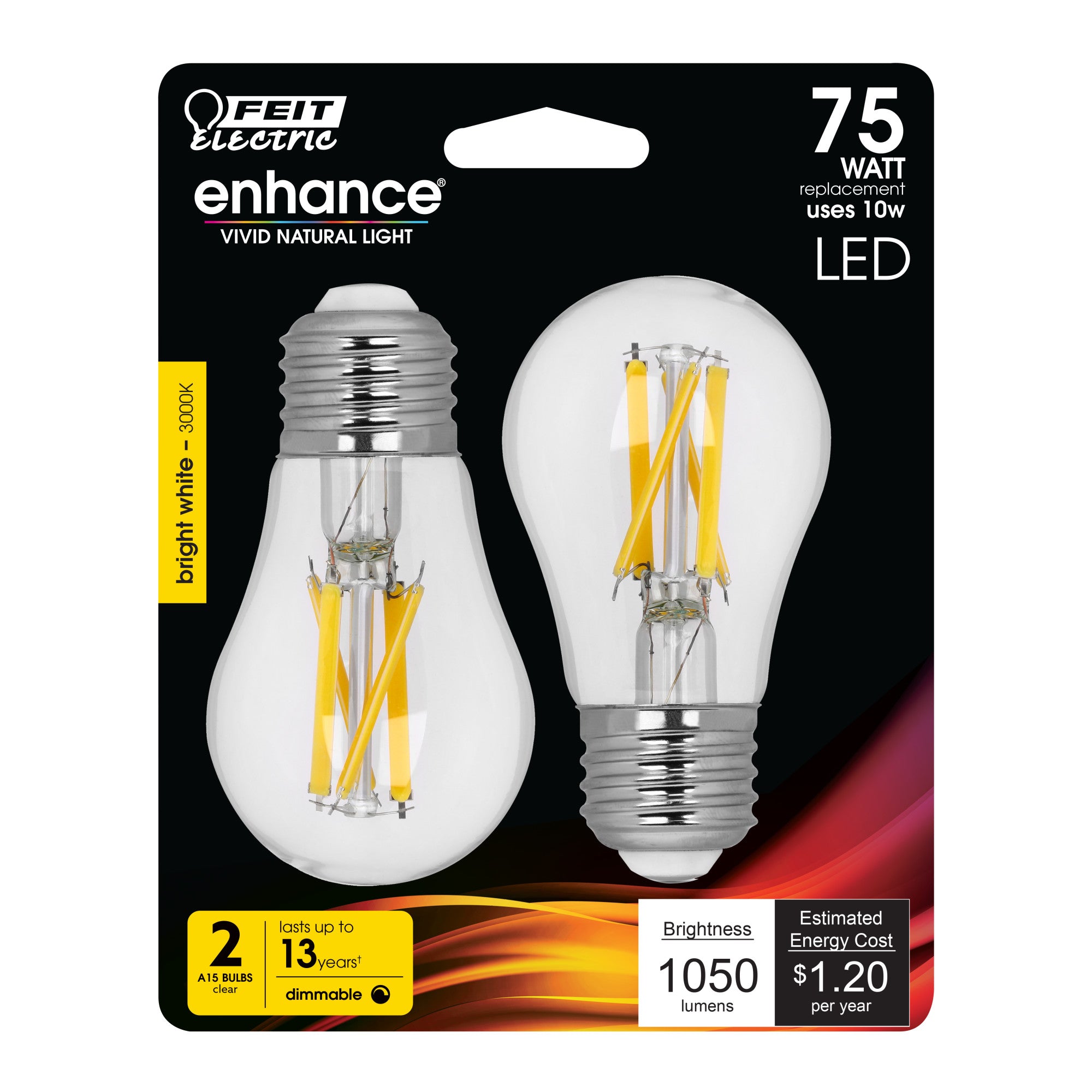10W (75W Replacement) Bright White (3000K) E26 Base A15 Dimmable