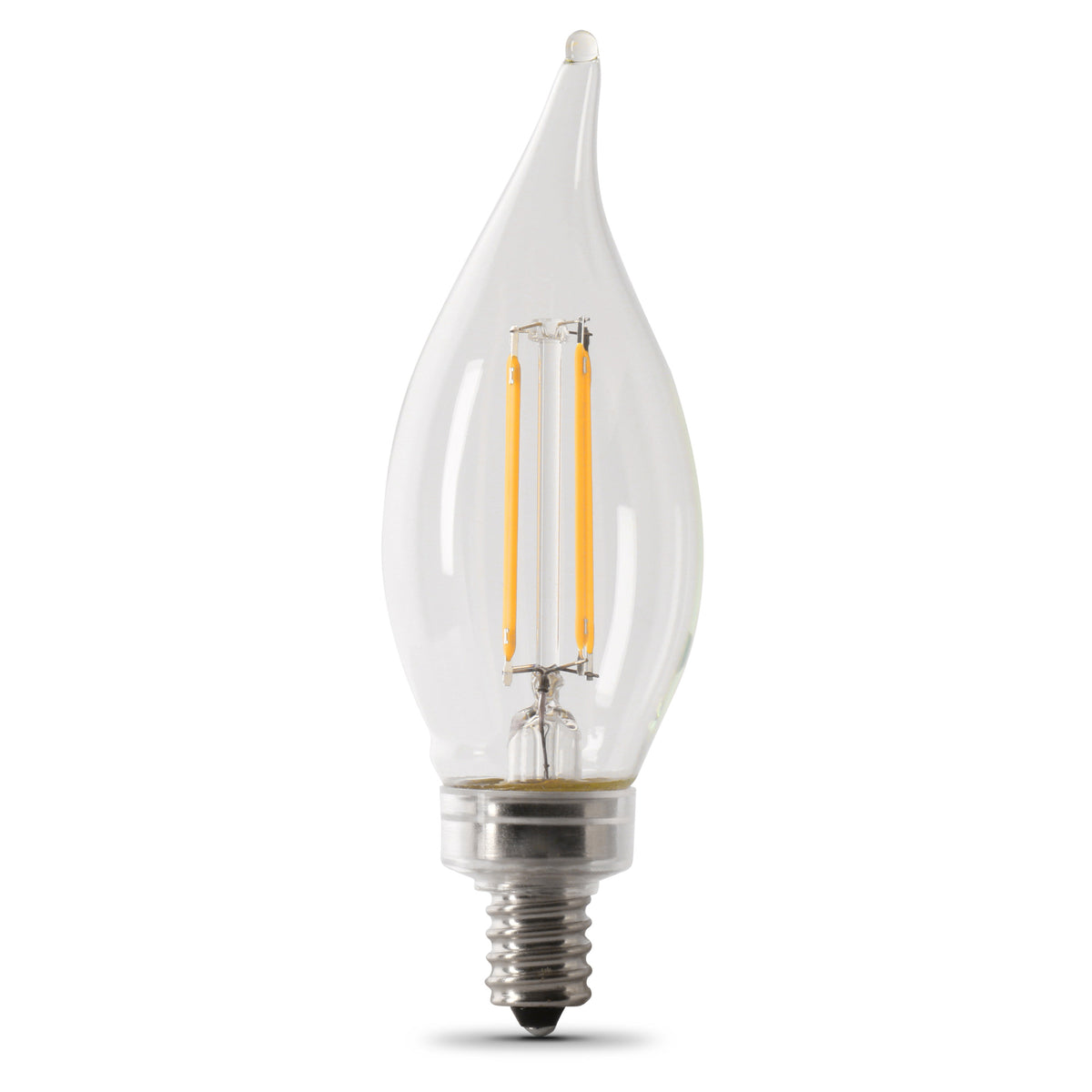 10W (100W Replacement) Soft White (2700K) E12 Base BA10 Flame Tip Filament LED Light Bulb (2-Pack)