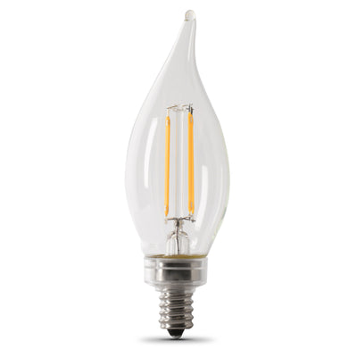 10W (100W Replacement) Soft White (2700K) E12 Base BA10 Flame Tip Filament LED Light Bulb (2-Pack)