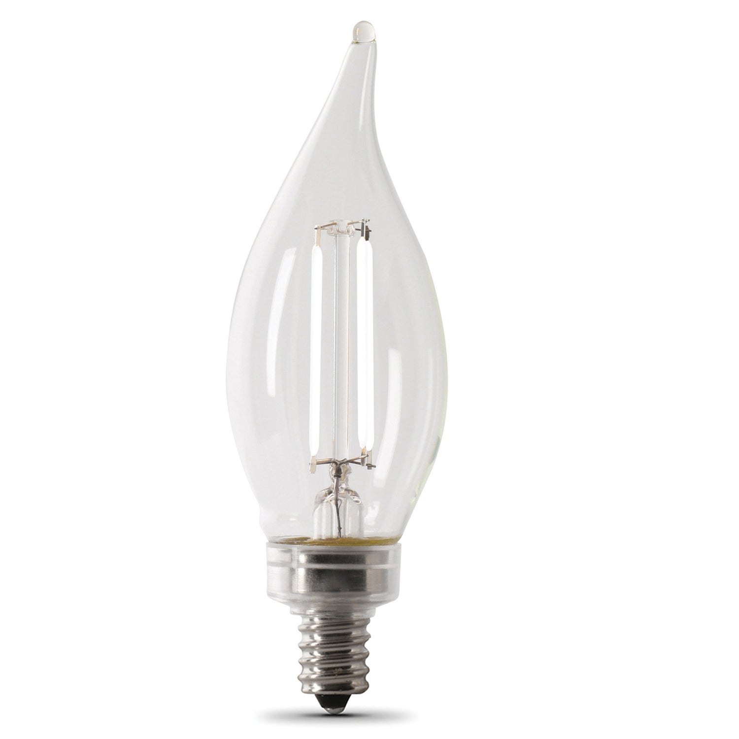 3.3 W (40W Replacement) Soft White (2700K) Flame Tip B10 (E12 Base) Exposed White Filament LED Bulb (4-Pack)