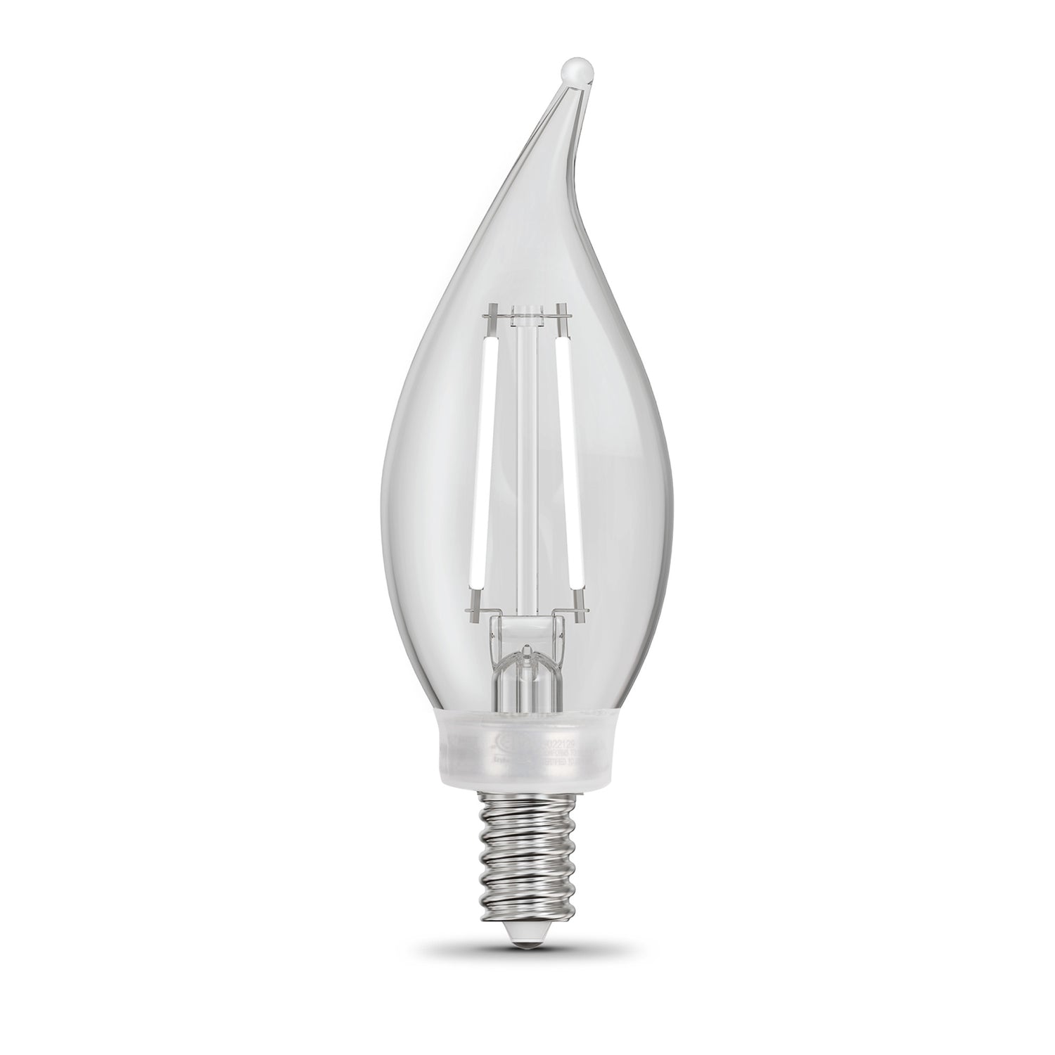 5.5W (60W Replacement) Soft White (2700K) B10 Shape (E12 Base) LED Flame Tip Exposed White Filament Bulb (4-Pack)