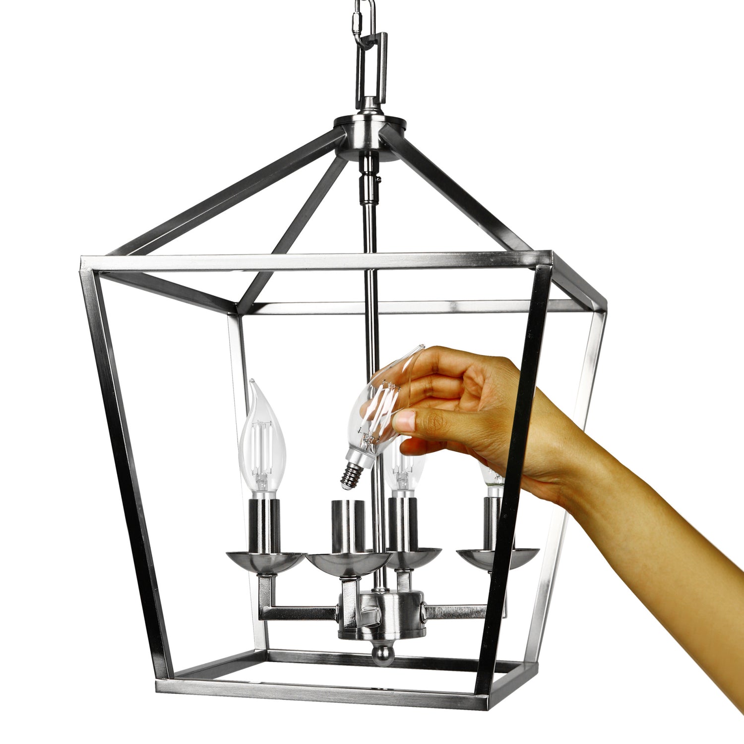 5.5W (60W Replacement) Soft White (2700K) B10 Shape (E12 Base) LED Flame Tip Exposed White Filament Bulb (4-Pack)