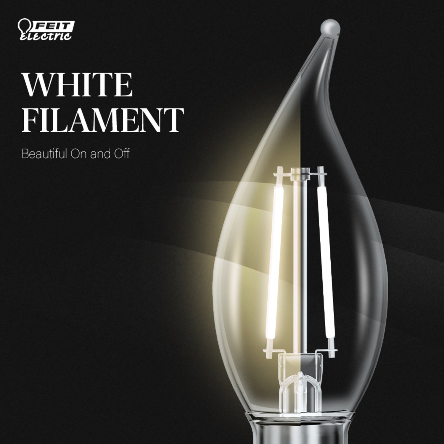 5.5W (60W Equivalent) Daylight White (5000K) BA10 Candelabra (E12 Base) Dimmable Flame Tip Exposed White Filament Chandelier LED Bulb (2-Pack)