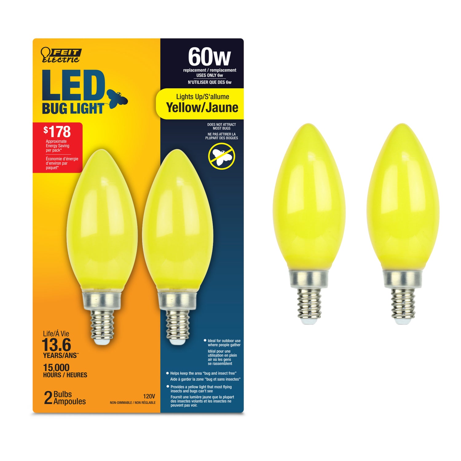 LED Chandelier Yellow Bug Light (2-Pack)